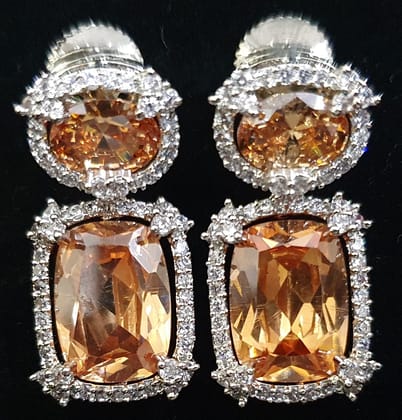 American Diamond Doublet Stones Work Partywear Earrings