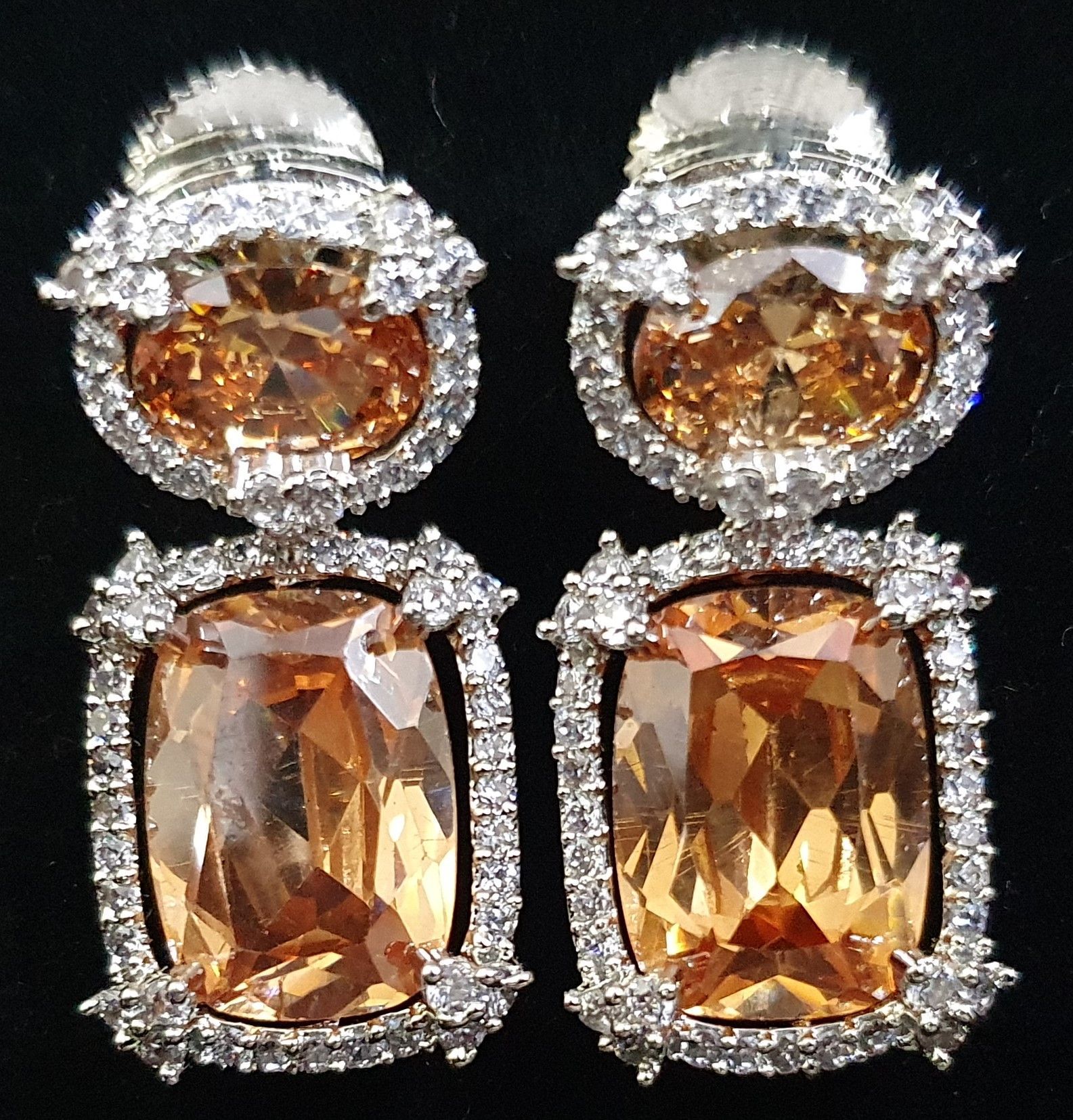 American Diamond Doublet Stones Work Partywear Earrings