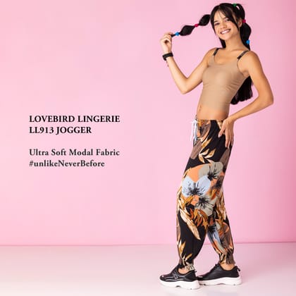 LL913 Forest Abstract Printed Modal Soft Jogger