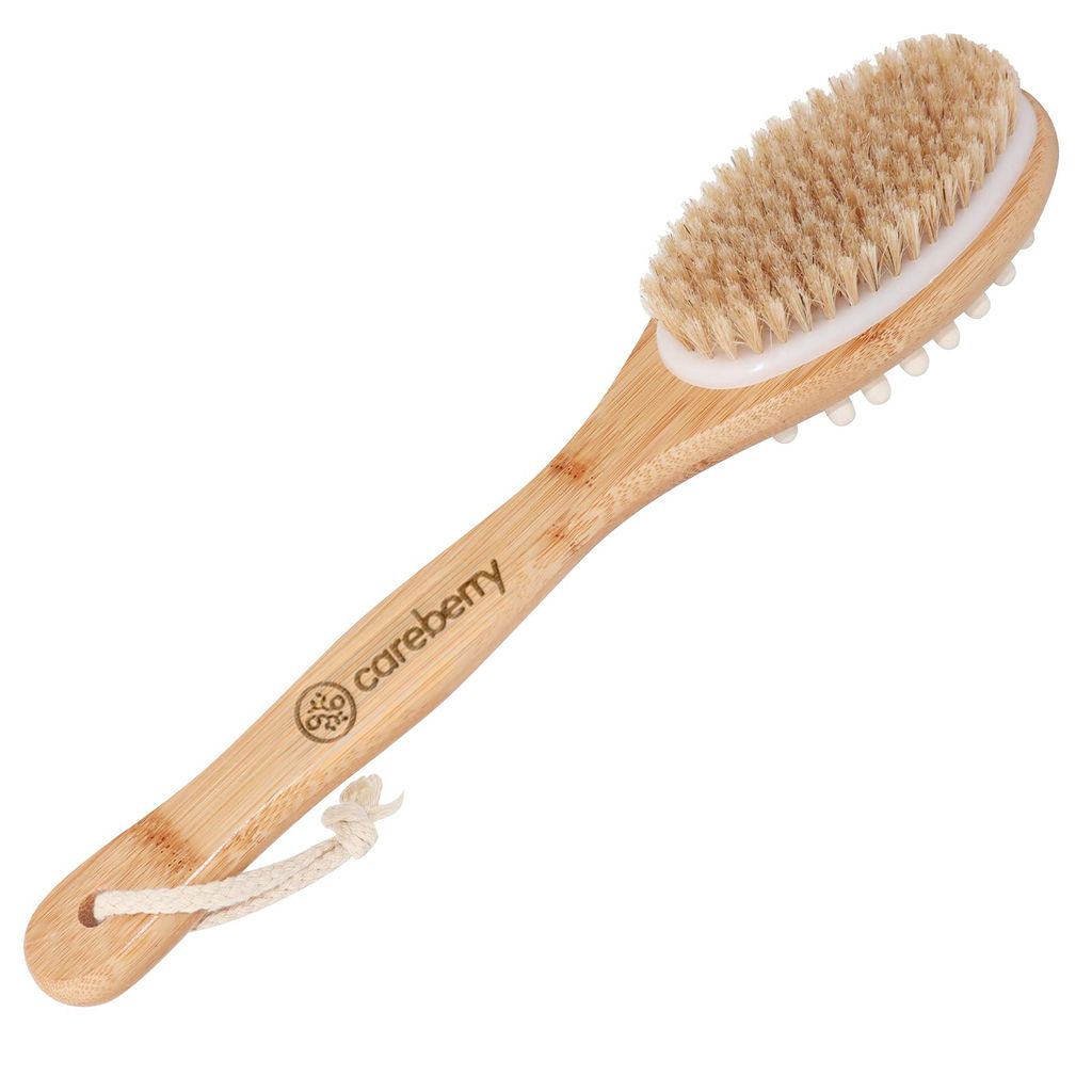 Careberry's Dual-Action Bamboo Body Brush | Exfoliating Wet & Dry Bath Brush | Removes Dead Skin | Body Back Massager Wooden Brush - Body Care - Loofah and Other Tools | Buy online on ZillyBuy