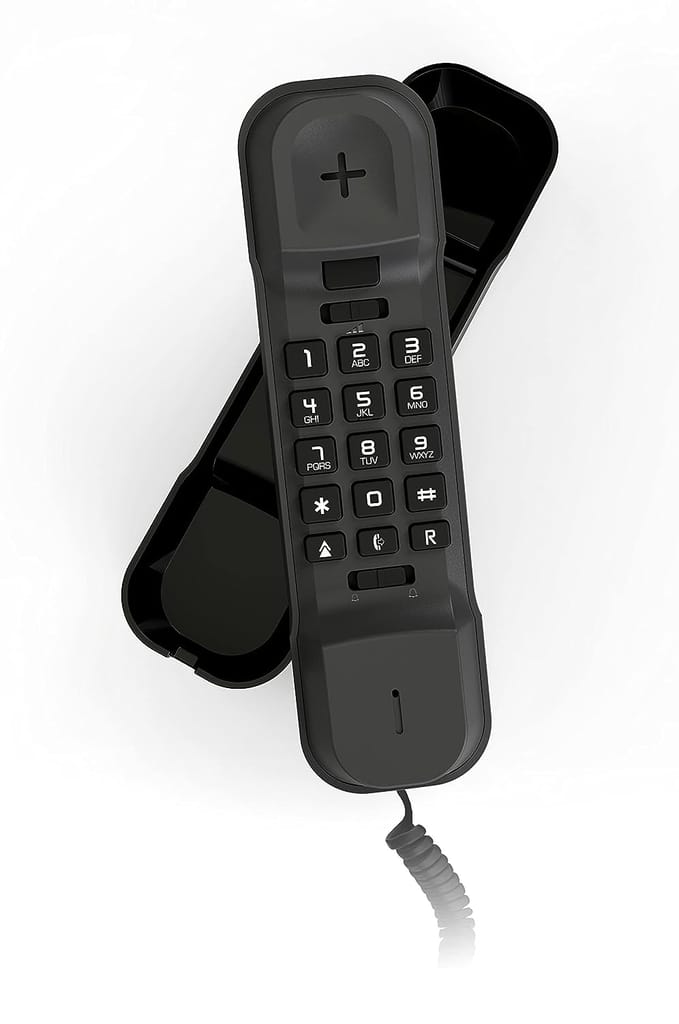 Alcatel T16 Ultra Compact Corded Landline Phone with Caller ID Wall Mounted (Black)