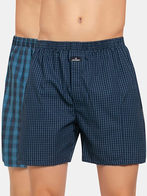 Jockey Men's 1222 Checks Pack of 2 Boxer Shorts