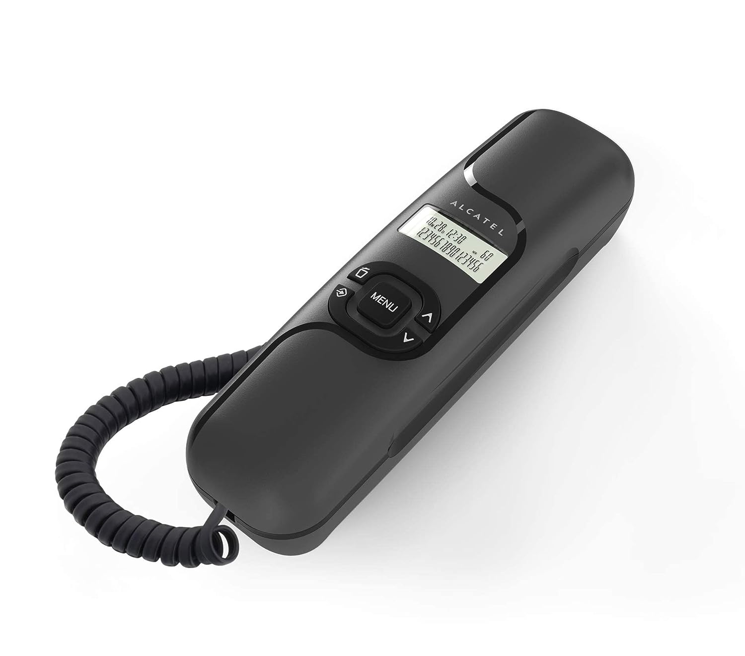 Alcatel T16 Ultra Compact Corded Landline Phone with Caller ID Wall Mounted (Black)