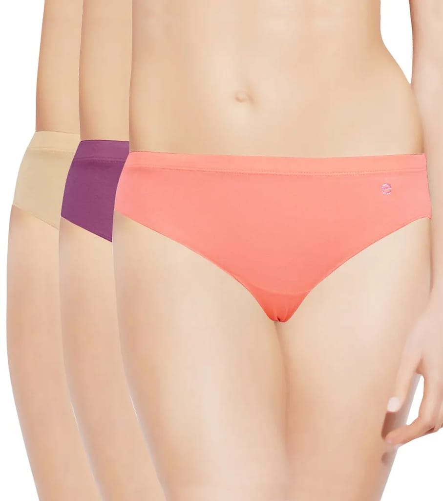 Enamor Women's CR17 Hipster Plain Panties Pack of 3