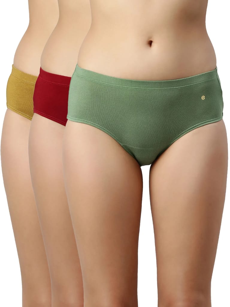 Enamor Women's CR17 Hipster Plain Panties Pack of 3