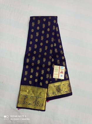 Self Design  Pure silk Soft  (Blue & Gold)