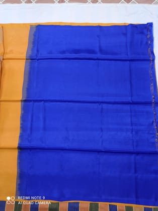 Self Design  Pure Silk Saree  (Blue , Yellow)