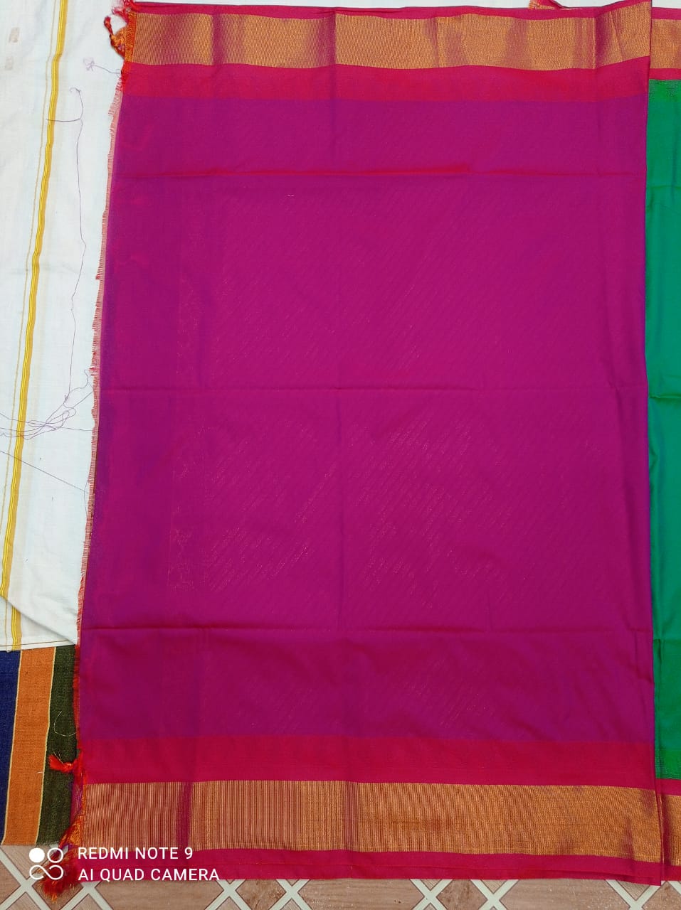 Self Design  Pure Silk Saree  (Green , Pink)