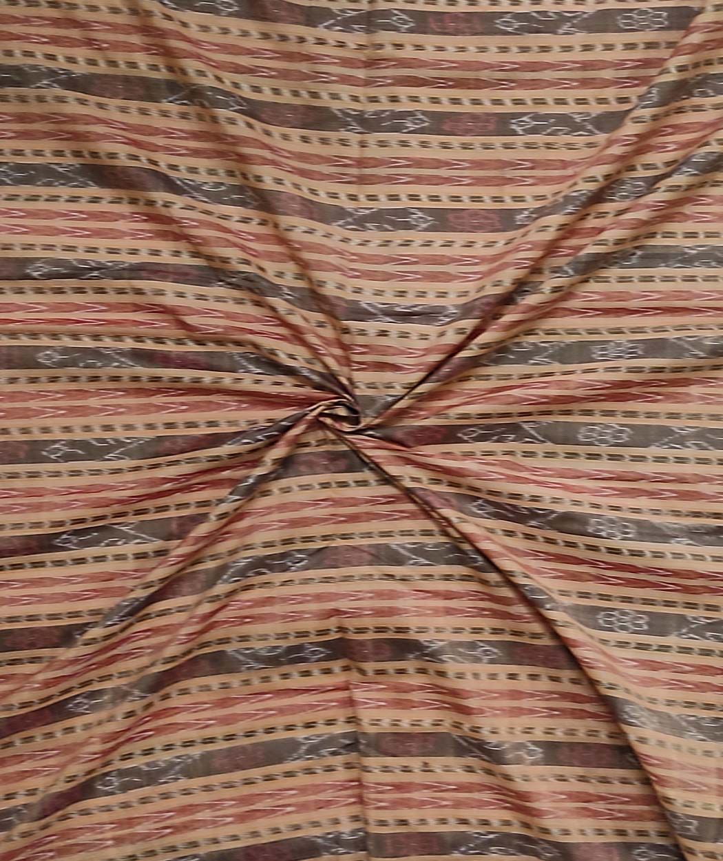 2.5m Brown Sambalpuri Handwoven Single Ikat Shirting Materials