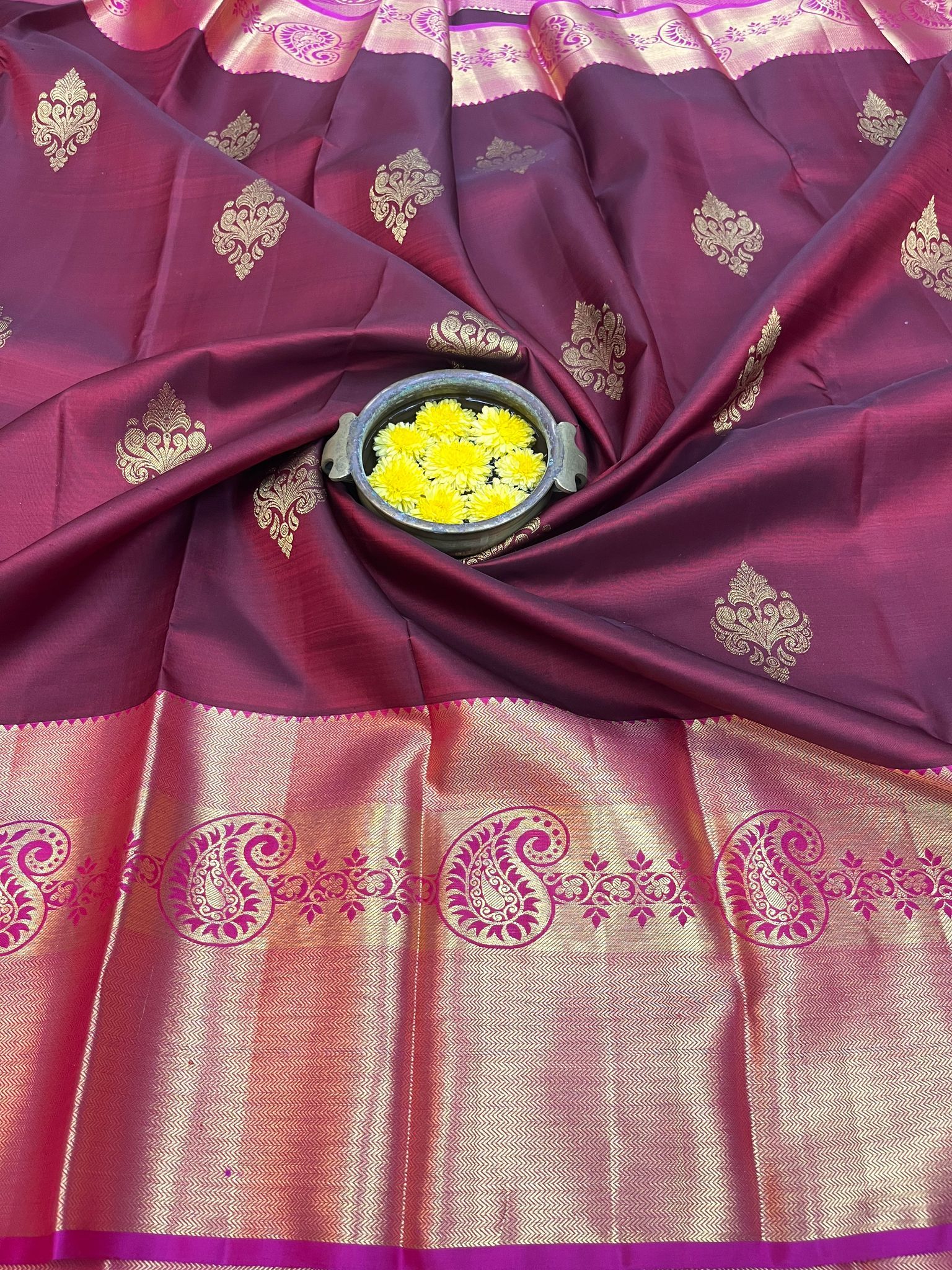 Honey Red Color Pure Silk Saree Has Beautiful Fancy Butta Design with Unstitched Blouse