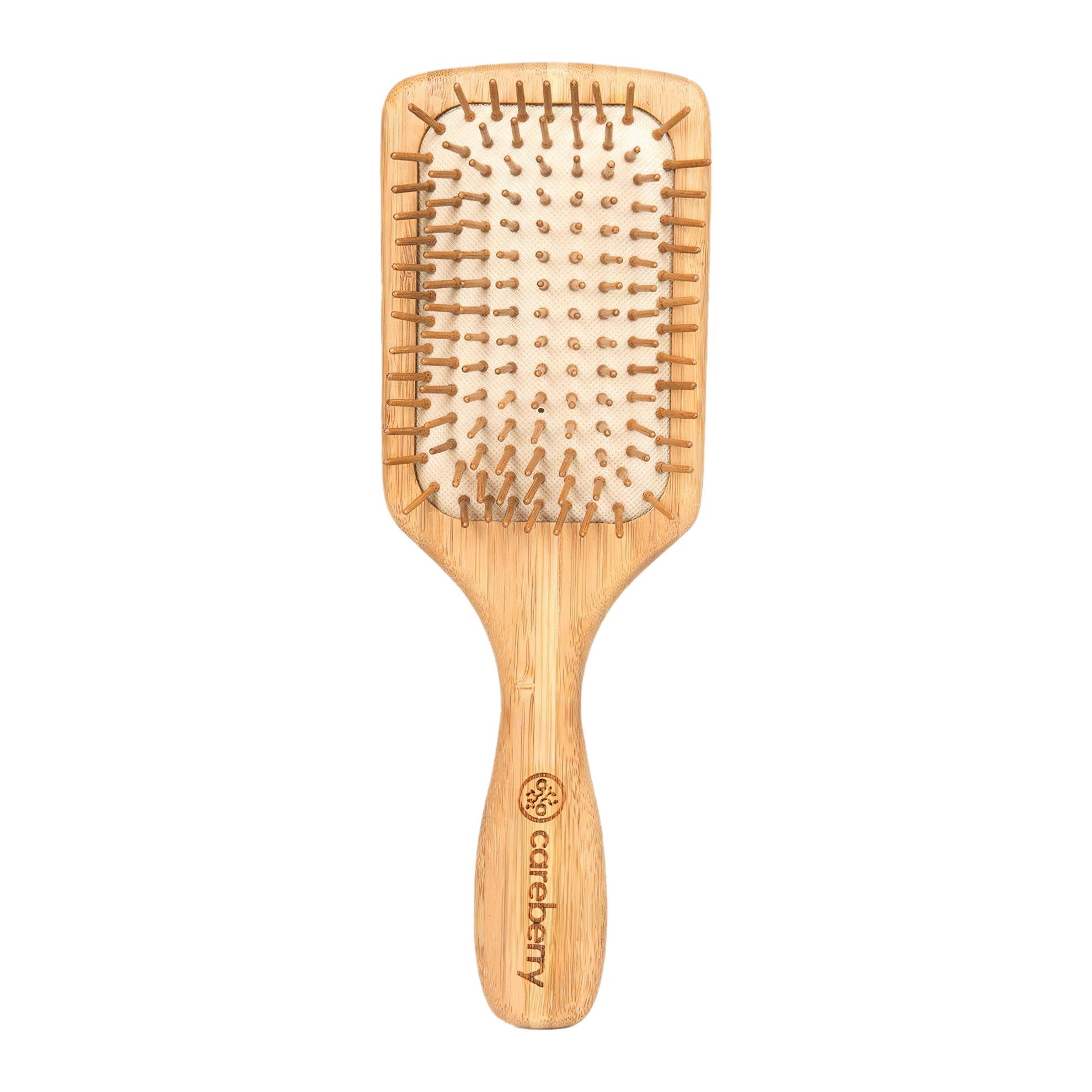 Careberry's Bamboo Brilliance Paddle Hairbrush | Artisanal Organic Bamboo Paddle Hair Brush with Detangling Bristles