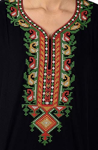 Valencia Cotton LizzyBizzy Embroidery Nighty Nightwear Maxi Nightgown Plain Black