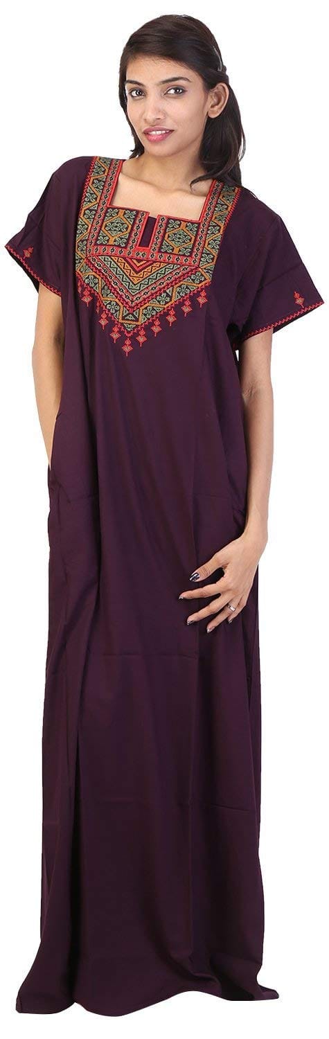 VALENCIA SLEEPWEAR Women's Embroidery Night Gown Lizzybizzy Cotton Wine
