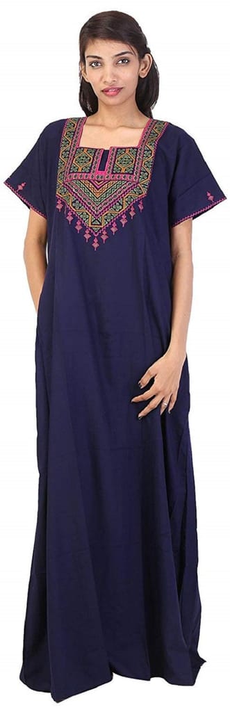VALENCIA SLEEPWEAR Women's Embroidery Night Gown Lizzybizzy Cotton XXL Blue - Nightwear & Loungewear | Buy online on ZillyBuy
