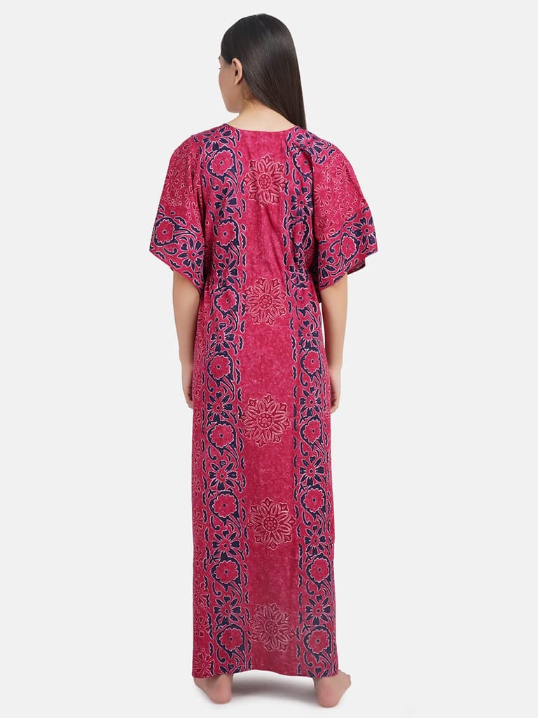 KOI SLEEPWEAR Cotton Kaftan Free Size Nighty Night Gown Sleepwear Pink and Blue
