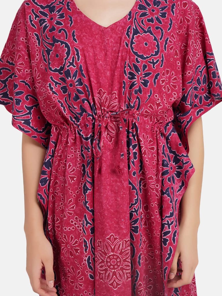 KOI SLEEPWEAR Cotton Kaftan Free Size Nighty Night Gown Sleepwear Pink and Blue