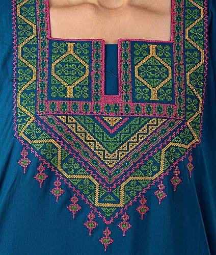 VALENCIA SLEEPWEAR lissybissy Cotton Resham Embroidery Nighty Night Gown Maxi for Women A line (Green