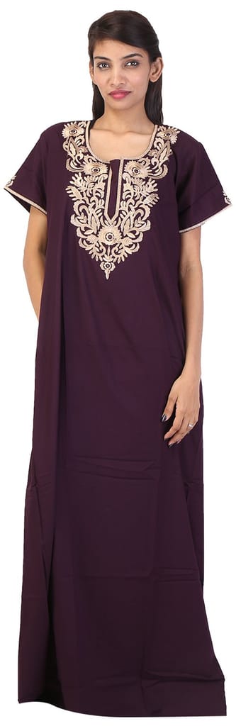 Valencia Women's Night Dress (KNW-10, Dark Wine, Large) - Nightwear & Loungewear | Buy online on ZillyBuy
