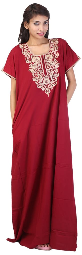 Valencia Women's Night Dress (KNW-36, Maroon, X-Large) - Nightwear & Loungewear | Buy online on ZillyBuy