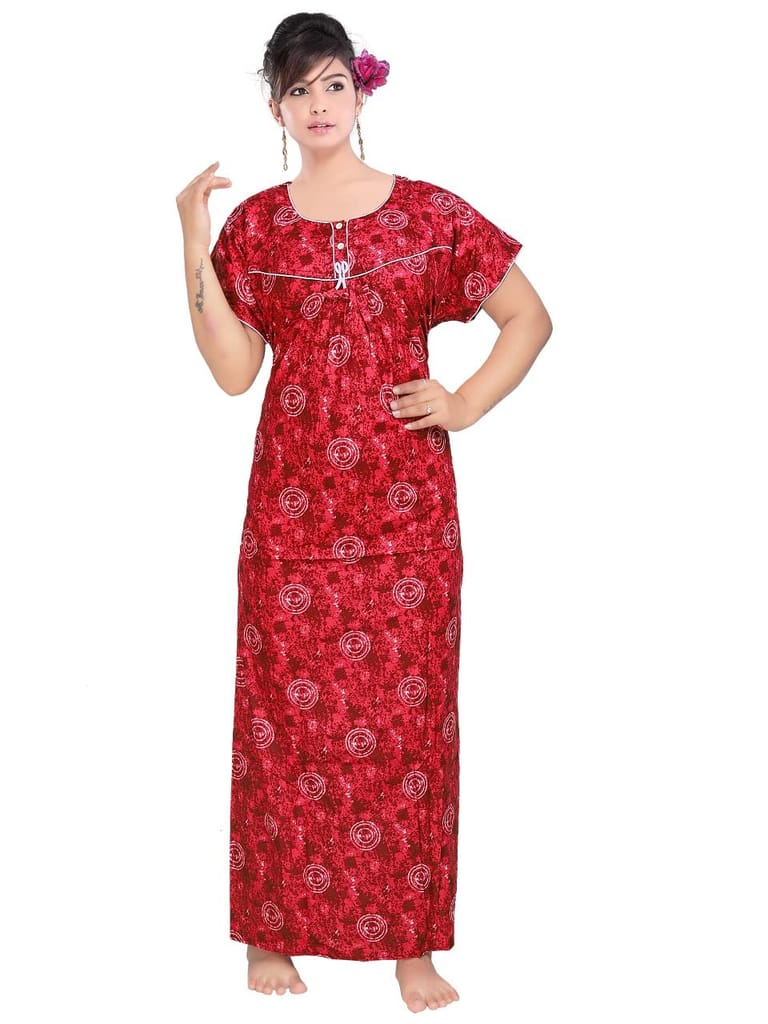VALENCIA SLEEPWEAR Premuim Cotton Printed Night Gown Nighty Maxi Pink - Nightwear & Loungewear | Buy online on ZillyBuy