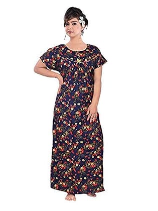VALENCIA SLEEPWEAR Pure Cotton Flower Printed Night Gown nigthy Maxi Pink
