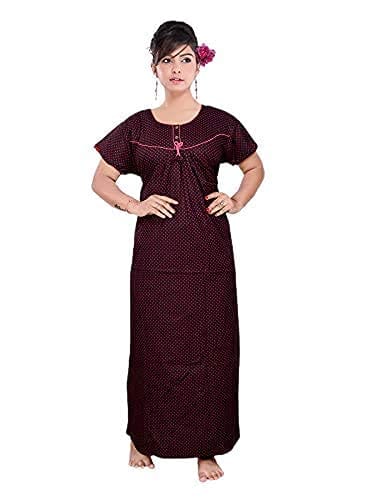 VALENCIA SLEEPWEAR Women Printed Pure Cotton Nighty Night Gown Maxi l/XL Pink - Nightwear & Loungewear | Buy online on ZillyBuy