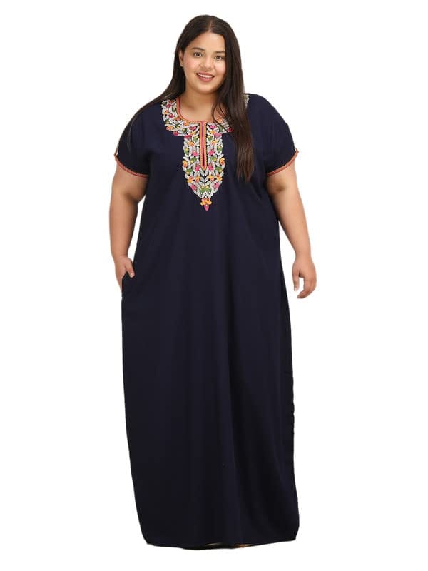 KOI SLEEPWEAR Lissybissy Nightgown with Beautiful Floral Embroidery Navy-2XL/3XL - Nightwear & Loungewear | Buy online on ZillyBuy
