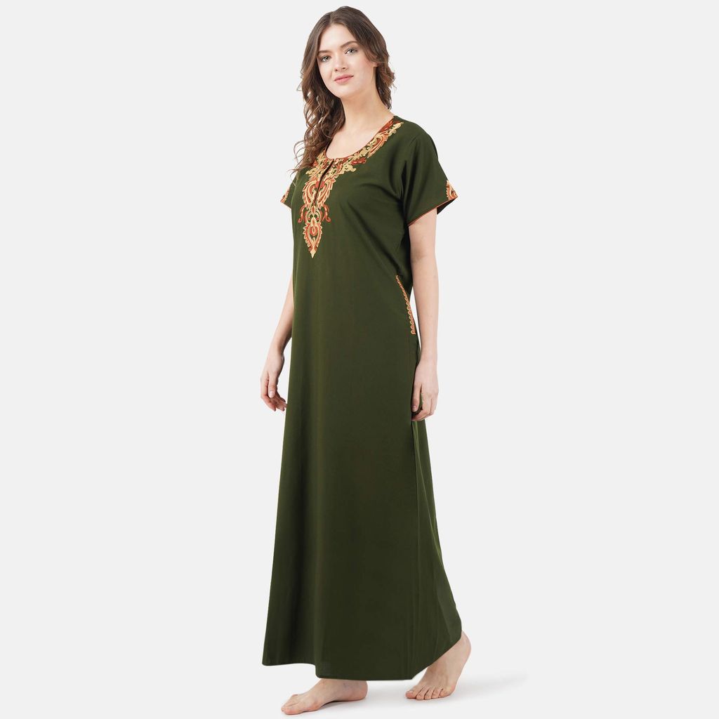 VALENCIA SLEEPWEAR Plain Embroidery Gown Maxi Nightwear Nighty Lizzy Bizzy Soft Fabric