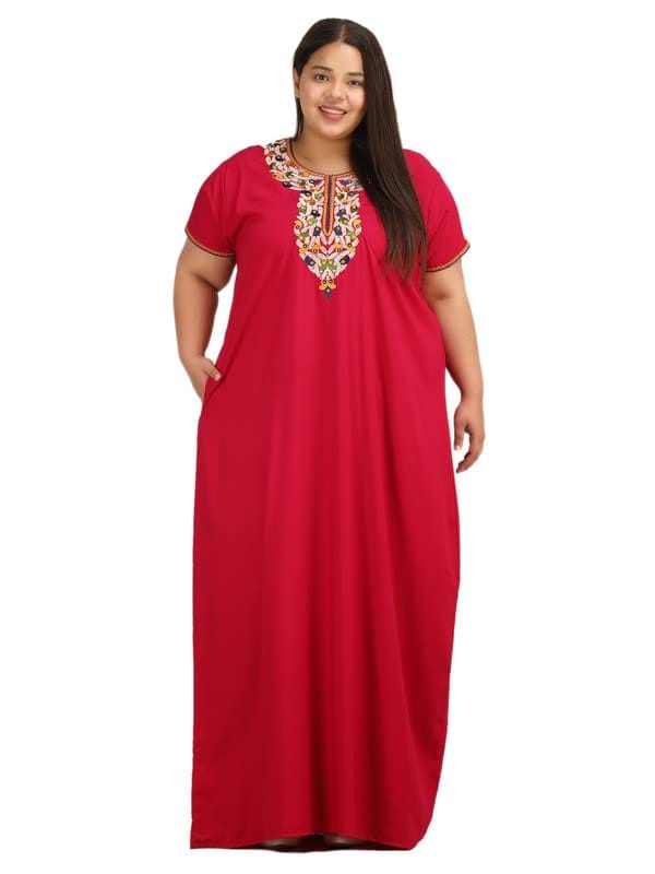 KOI SLEEPWEAR Lissybissy Nightgown with Beautiful Floral Embroidery Pink-2XL/3XL