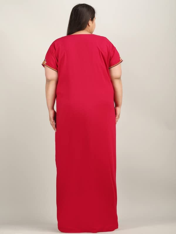 KOI SLEEPWEAR Lissybissy Nightgown with Beautiful Floral Embroidery Pink-2XL/3XL