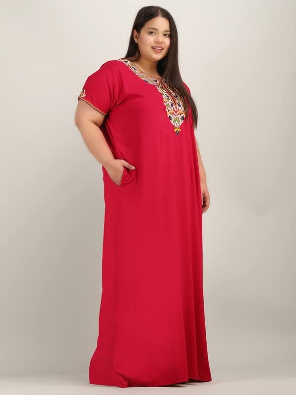 KOI SLEEPWEAR Lissybissy Nightgown with Beautiful Floral Embroidery Pink-2XL/3XL