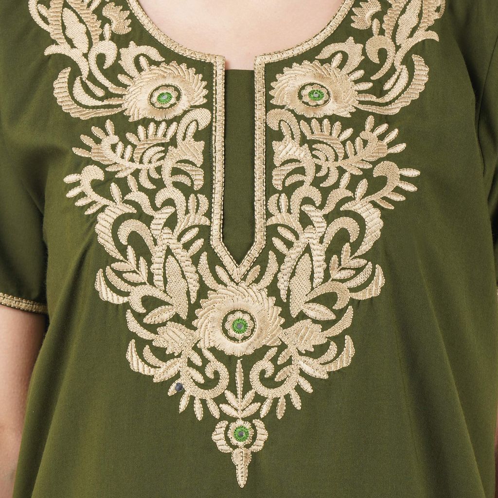 KOI SLEEPWEAR Lissybissy Nightgown with Light Cream Resham Embroidery and Pockets