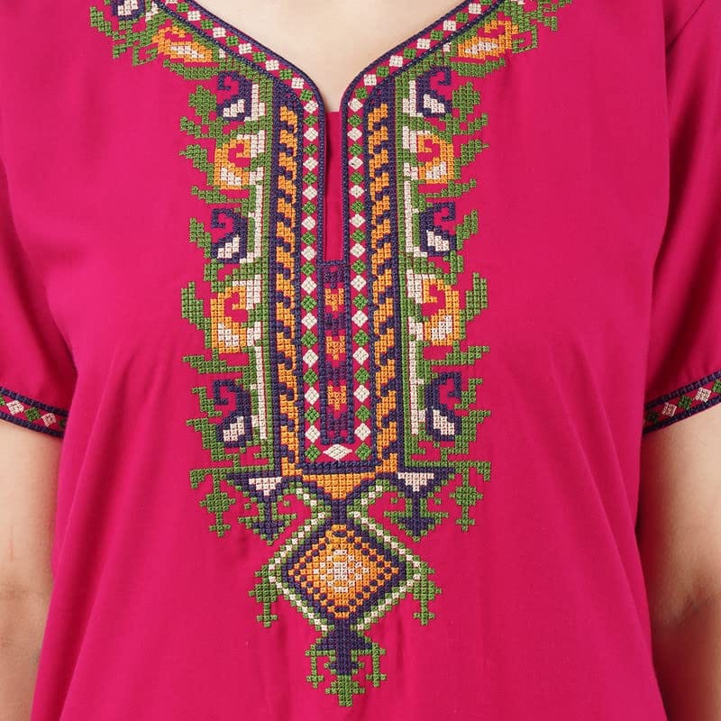 KOI SLEEPWEAR Women's Cotton Blend Embroidered Maxi Nightgown