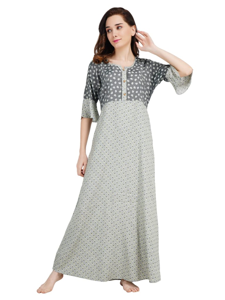 KOI SLEEPWEAR Women's Bell Sleeve Frock/Maxi Night Gown for Women - Grey (Large) - Nightwear & Loungewear | Buy online on ZillyBuy