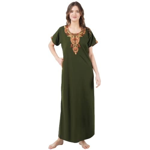 VALENCIA SLEEPWEAR Plain Embroidery Gown Maxi Nightwear Nighty Lizzy Bizzy Soft Fabric