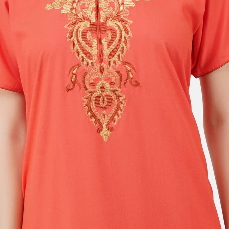 KOI SLEEPWEAR Light Peach Lissybissy Nightgown with Cream Embroidery with Pockets.�