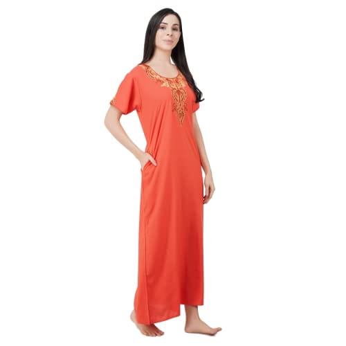 KOI SLEEPWEAR Light Peach Lissybissy Nightgown with Cream Embroidery with Pockets.�