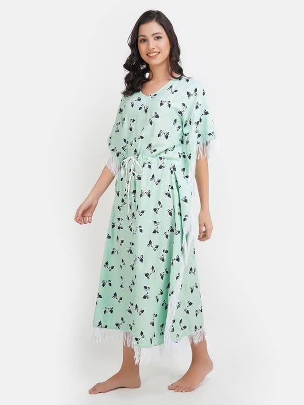 KOI SLEEPWEAR Kaftan with Beautiful Bow-Print