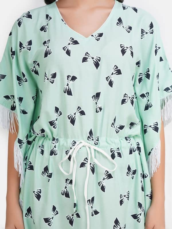 KOI SLEEPWEAR Kaftan with Beautiful Bow-Print
