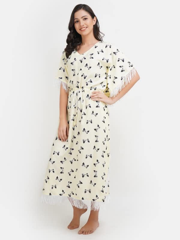 KOI SLEEPWEAR Kaftan with Beautiful Bow-Print