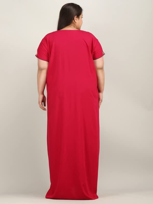 KOI SLEEPWEAR Lissybissy Nightgown with Beautiful Flowerline Embroidery Red-2XL/3XL