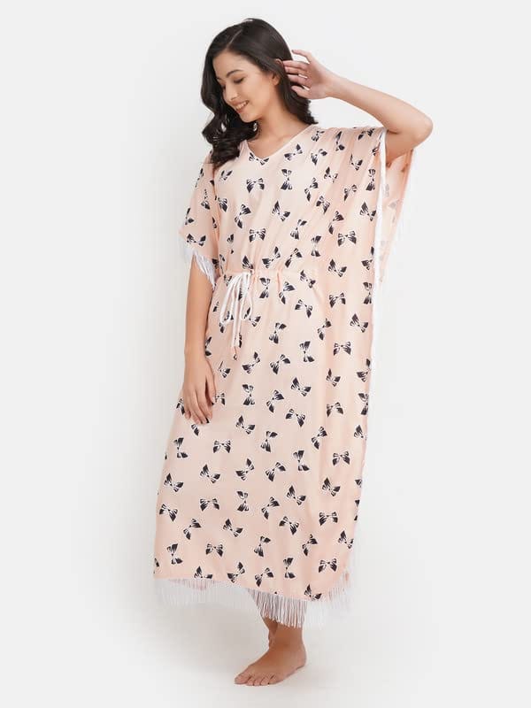 KOI SLEEPWEAR Kaftan with Beautiful Bow-Print