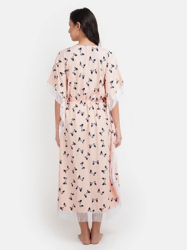 KOI SLEEPWEAR Kaftan with Beautiful Bow-Print