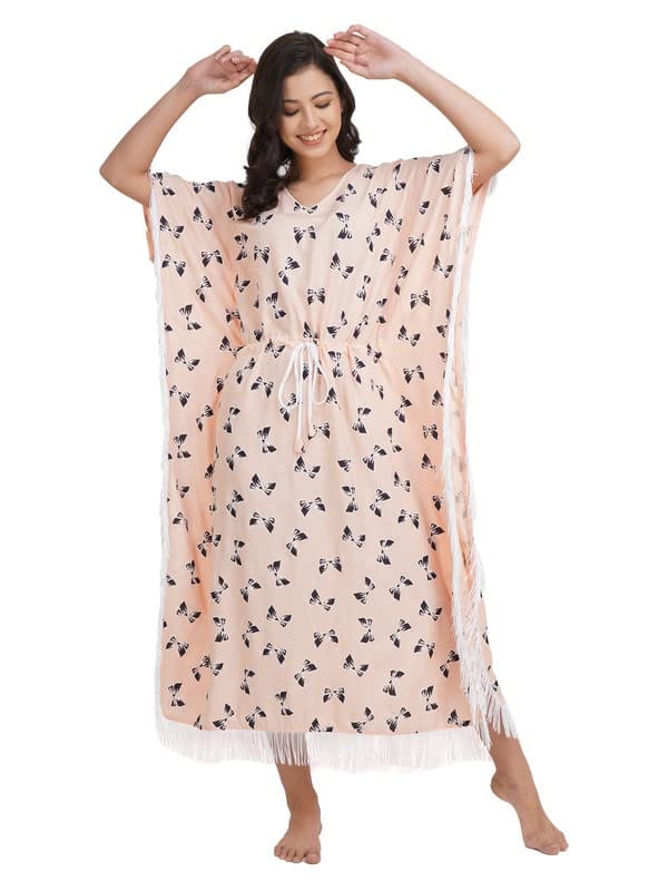 KOI SLEEPWEAR Kaftan with Beautiful Bow-Print