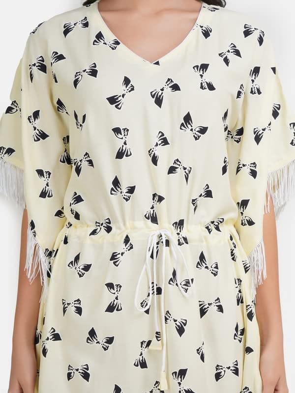 KOI SLEEPWEAR Kaftan with Beautiful Bow-Print