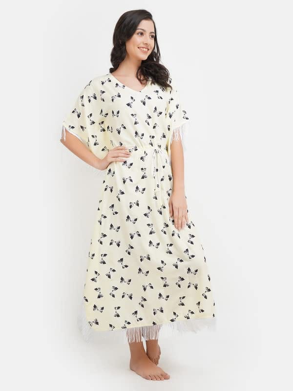 KOI SLEEPWEAR Kaftan with Beautiful Bow-Print