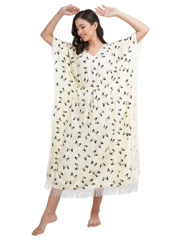 KOI SLEEPWEAR Kaftan with Beautiful Bow-Print