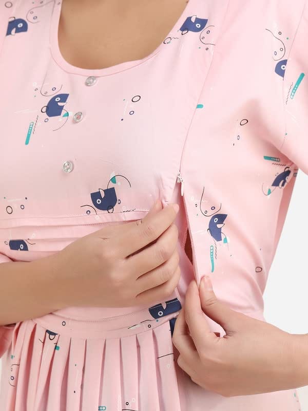 KOI Pink Rayon Summertime Maternity Casual Dress L