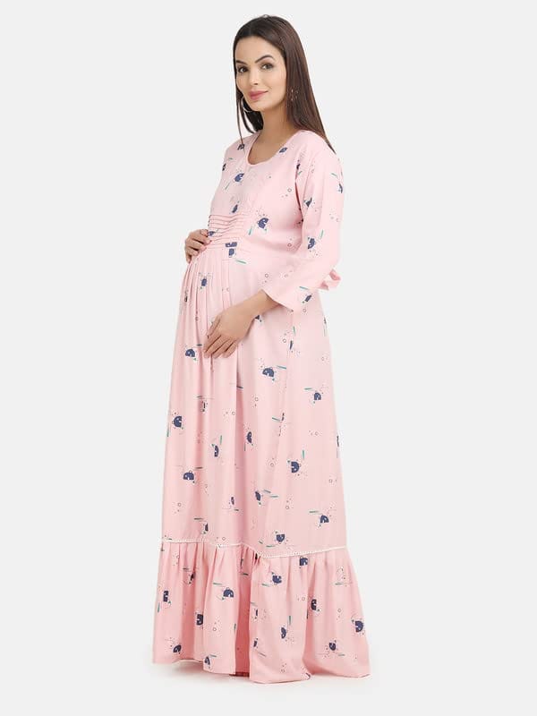 KOI Pink Rayon Summertime Maternity Casual Dress L