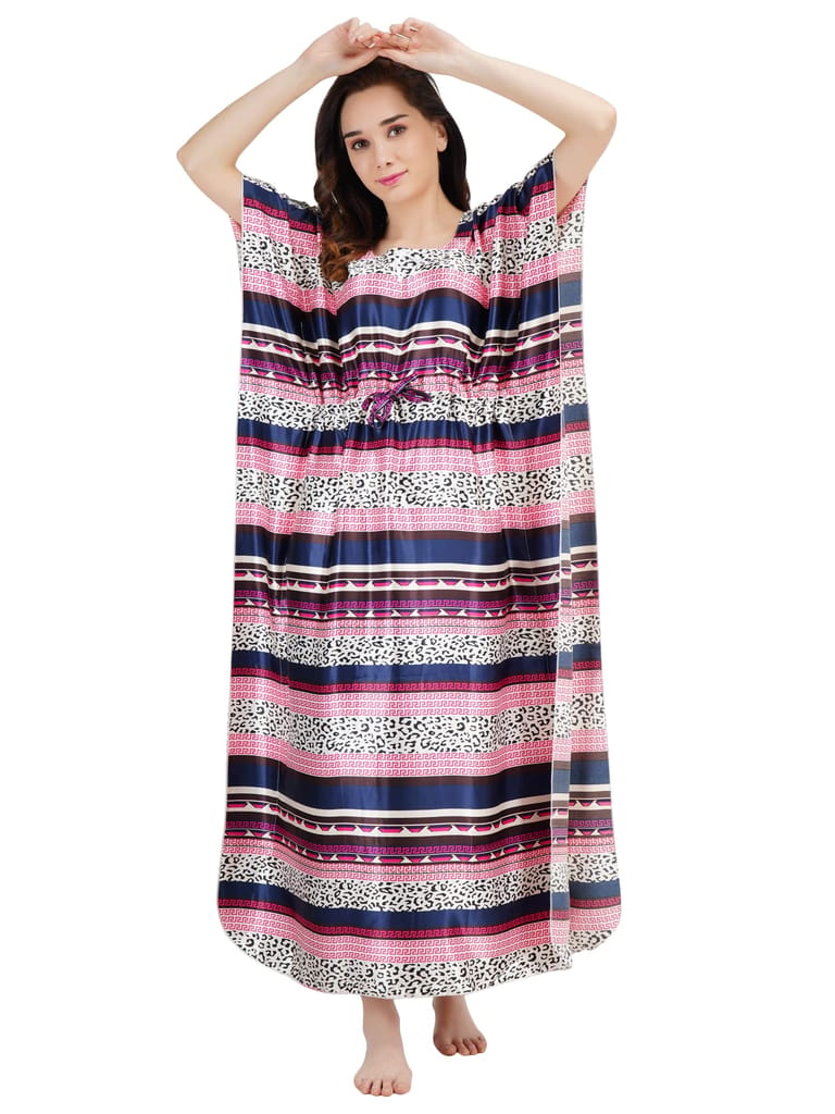 KOI SLEEPWEAR Women's Tiger Print Satin Kaftan Gown/Maxi Night Gown for Women - Navy Blue (Large) - Nightwear & Loungewear | Buy online on ZillyBuy